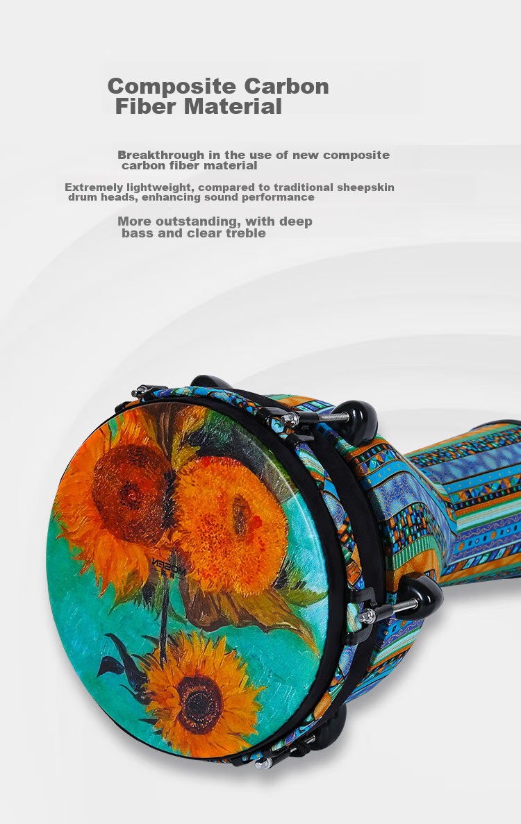 MOSEN 10-Inch Professional African Drum, Carbon Fiber Material Lijiang Hand Drum, Adjustable Tuning Fashion Style Starry Sky Patter 4