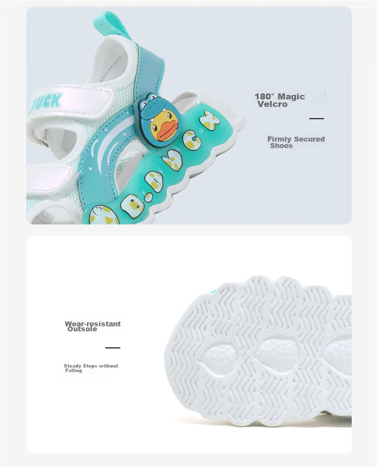 B.Duck Children's Sandals, Cartoon Fashionable Shoes for Boys And Girls, Summer Closed-Toe Beach Shoes, 5006 White-Pink, Size 30 11