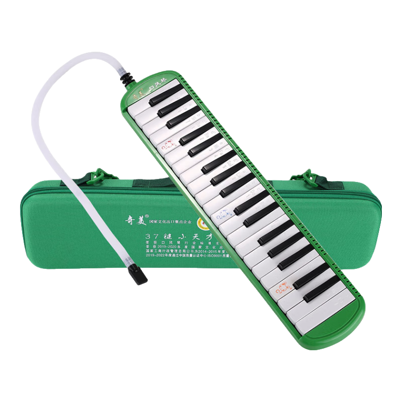 Qimei 37-Key Xiao Tiancai Teaching Recommended Melodica (Green, EVA Lightweight Hard Case, with Playing Instructions)