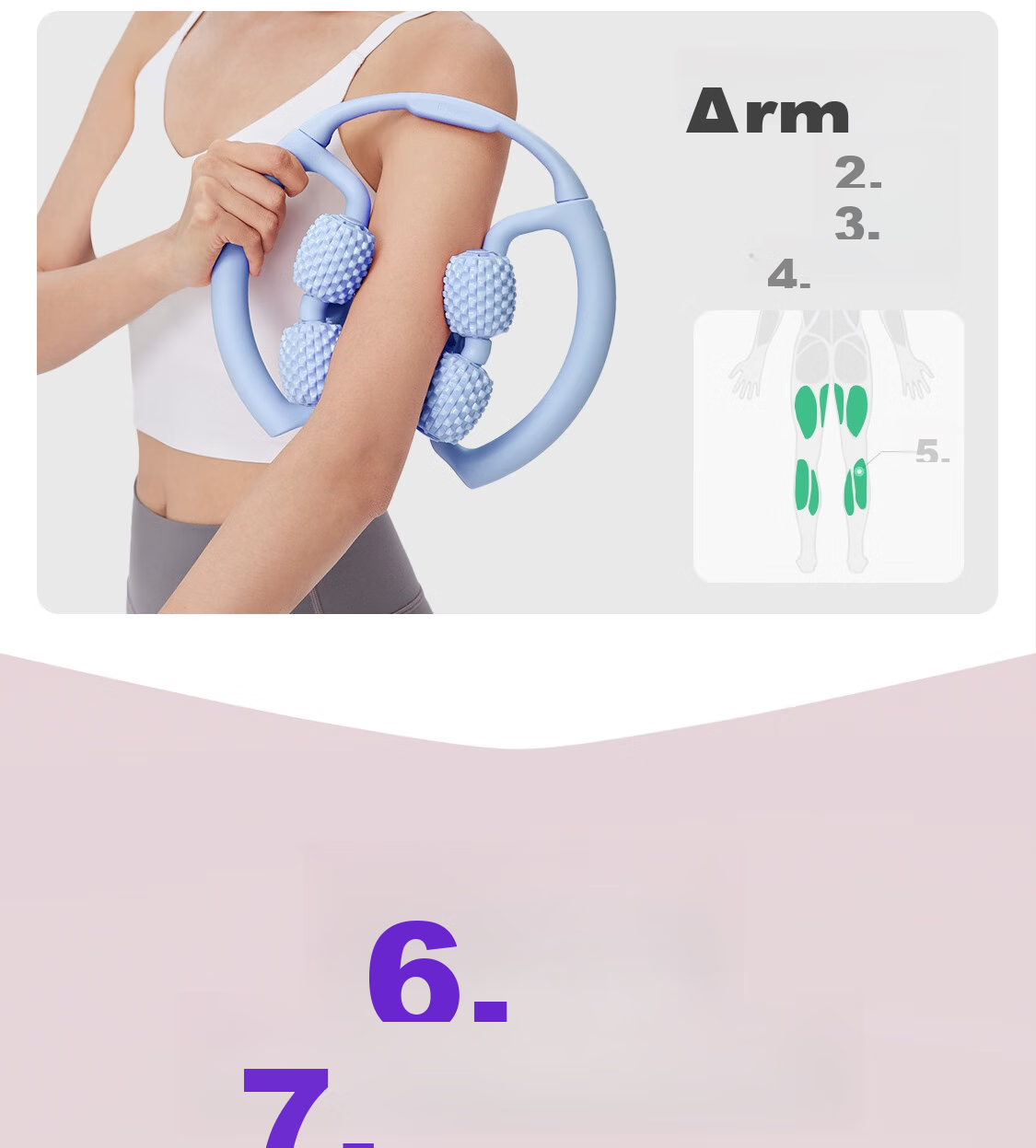 Keep 8 Detachable Circular Massage Roller for Thighs And Calf, Leg Slimming Device, Muscle Relaxation Foam Roller, Cherry Blossom Pink 17