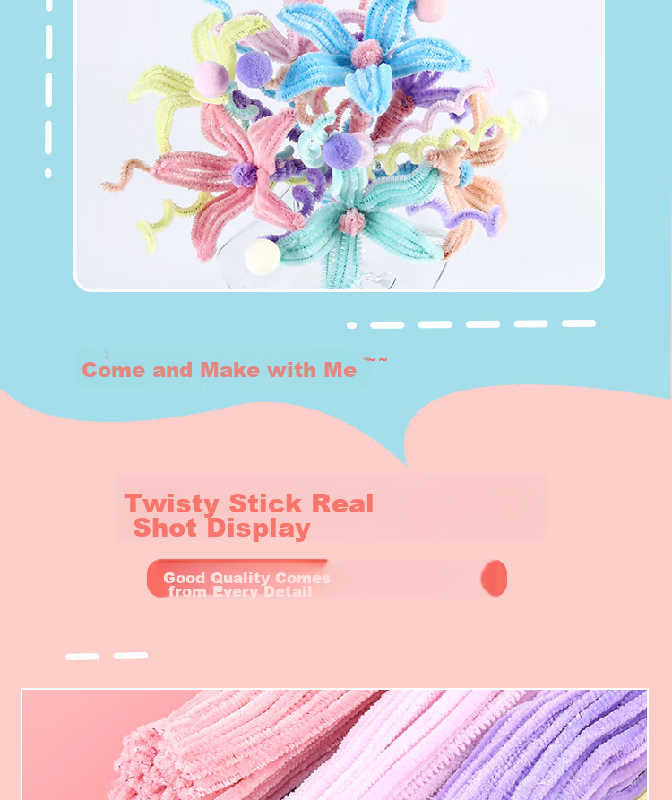 Letrel Twist Stick Children's Bouquet Rod, DIY Craft Kit, Thickened Delivery, Practical Birthday Gift for Boys And Girls 12