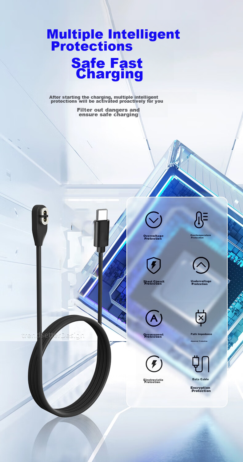 Chaofan Compatible with Shao Yin Bone Conduction Headphones Type-C Charging Cable AS800/S810/S803/AS811 Wireless Bluetooth Sports Earphones Charger Magnetic Charging Cable 8