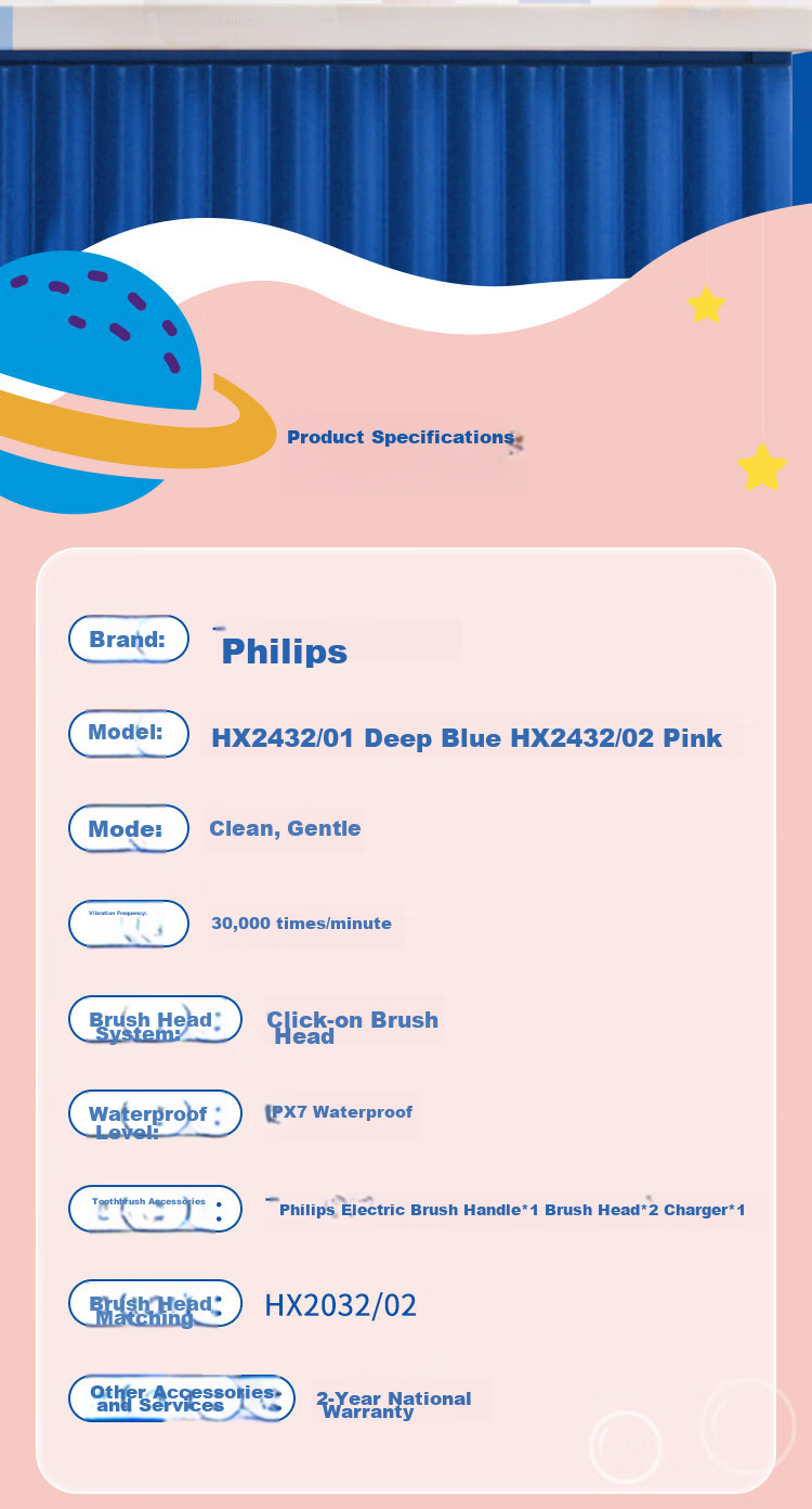 PHILIPS Children's Electric Toothbrush, Mengya Customized Exclusive Design with 2 Modes, 2 Customized Brush Heads for Kids, Birthday/children/students Gift HX2432/02 Pink 14