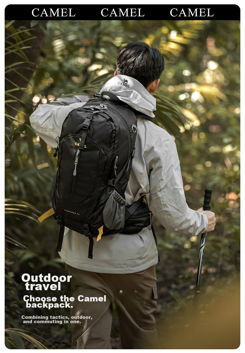 CAMEL Mountain Climbing Backpack, Outdoor Professional Backpack, Sports Backpack for Men And Women, Large Capacity, Lightweight Hiking Bag, Silver Gray 1