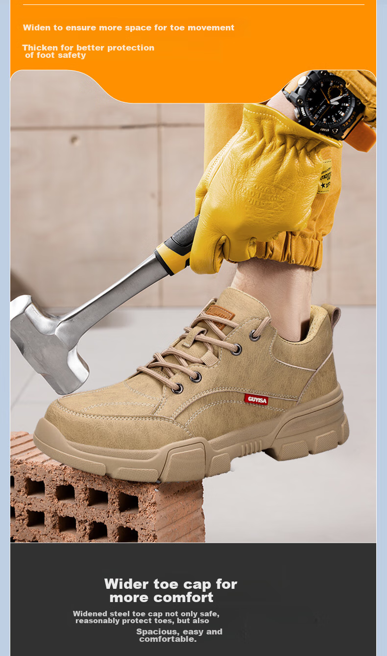 JUNBU Safety Shoes for Men, Steel Toe Cap, Anti-Smashing And Anti-Puncture, Ultra-Light Soft Sole, Comfortable Construction Site Safety Work Shoes 1115F Size 42 4