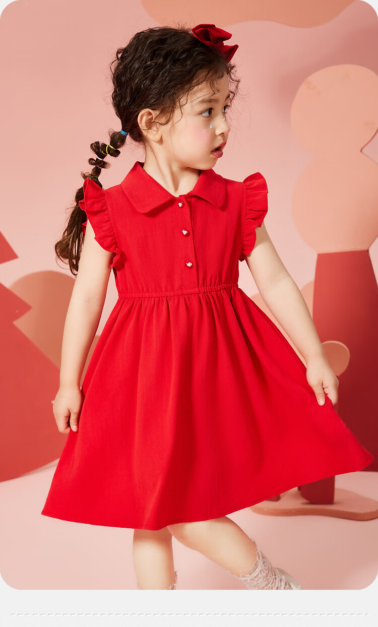ASK JUNIOR Girls' Summer Vacation Dress, Children's Sundress with Lace Sleeves, Princess Dress for Summer Vacatio 9