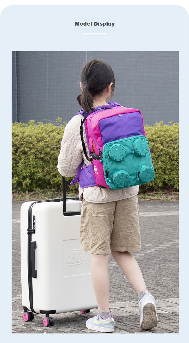 LEGO Backpack for Elementary School Students Grades 1-5, Adjustable Shoulder Bag with Double Compartments, Foldable, Pink Unicorn Design, Model 20209 18