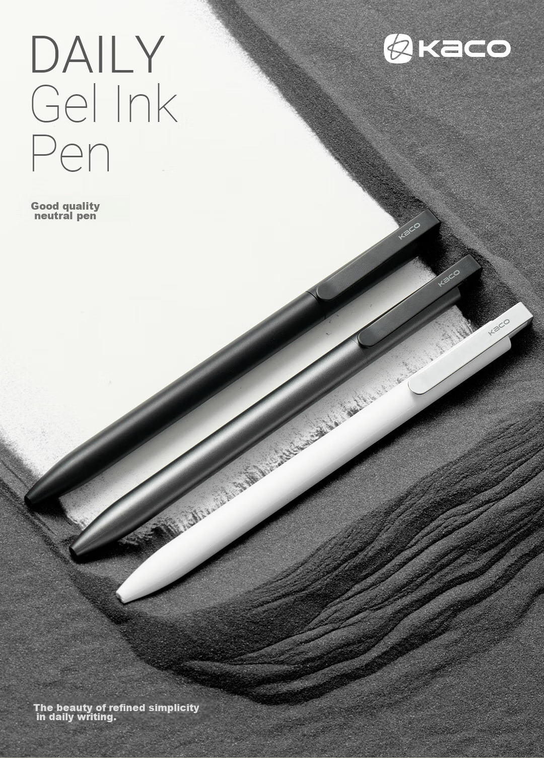 KACO Daily Retractable Gel Pen, Business Signature Pen, 0.5mm Black Ink, Metal Clip, Large Capacity 800ml, Quick-Drying Smooth Writing, Student Exam Pen, 1 Piece 1
