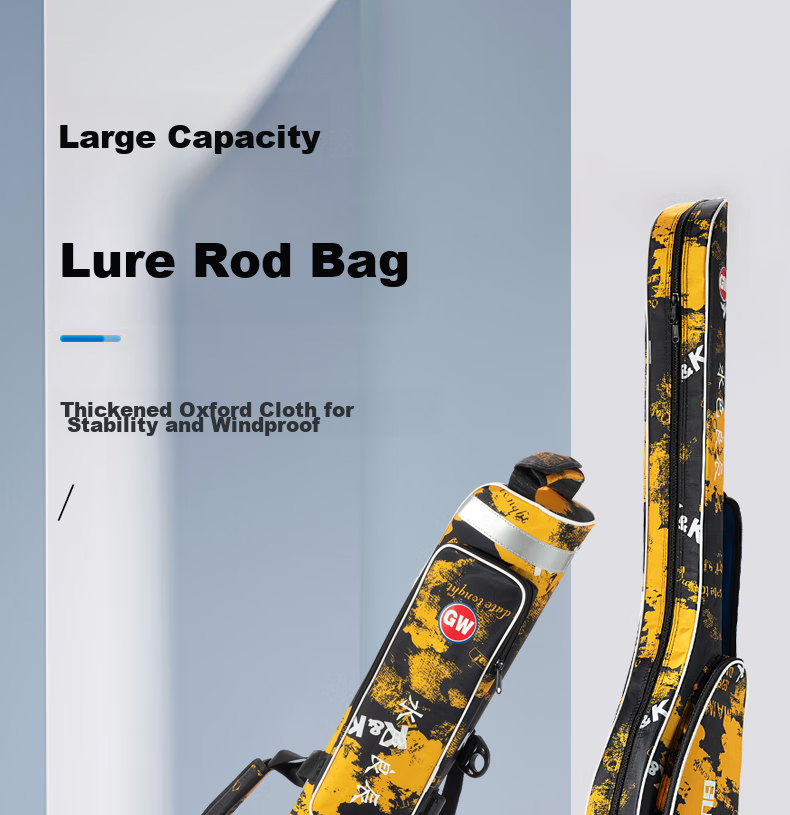 GW Fishing Tackle Bag, Water Color Liangchen Rod Bag, 1.26 Meters Double-Layer Fishing Rod Bag, Big Belly Bag, Sea Rod Bag, Rock Fishing Rod Bag, Lure Bag, Fishing Tackle Supplies, Angling Accessories 1