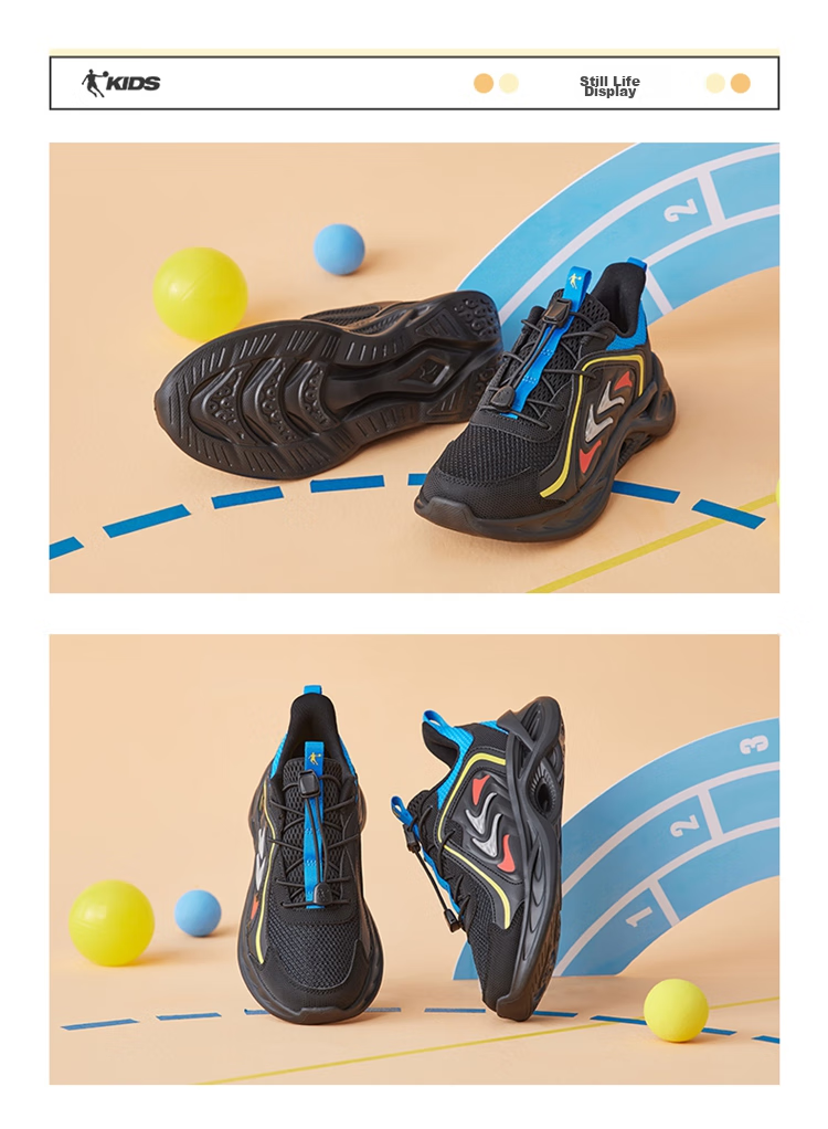 QIAODAN Boys' Running Shoes, Children's Spring And Autumn Mesh Sports Shoes with Drawstring, Calm Blue/pastoral Boat Blue, Size 39 10