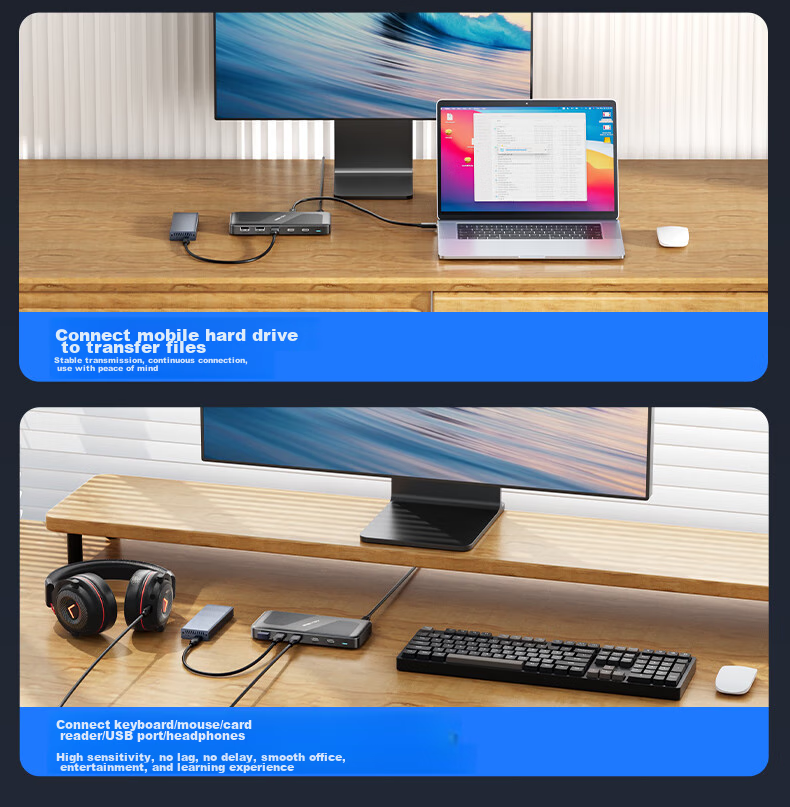 Acasis USB4 Expansion Dock, Desktop Hub, Ultra HD 8K Triple Display, Dual Output, Desktop Office Expansion Dock, Thunderbolt Compatible with Apple And Huawei, for Laptops, DS-9003 16