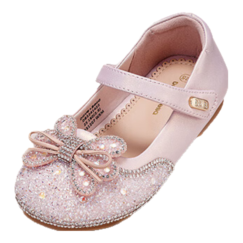 DAVE & BELLA Children's Leather Shoes, Girls' Princess Shoes, Sparkling Crystal Shoes, Spring And Autumn Baby Performance Shoes