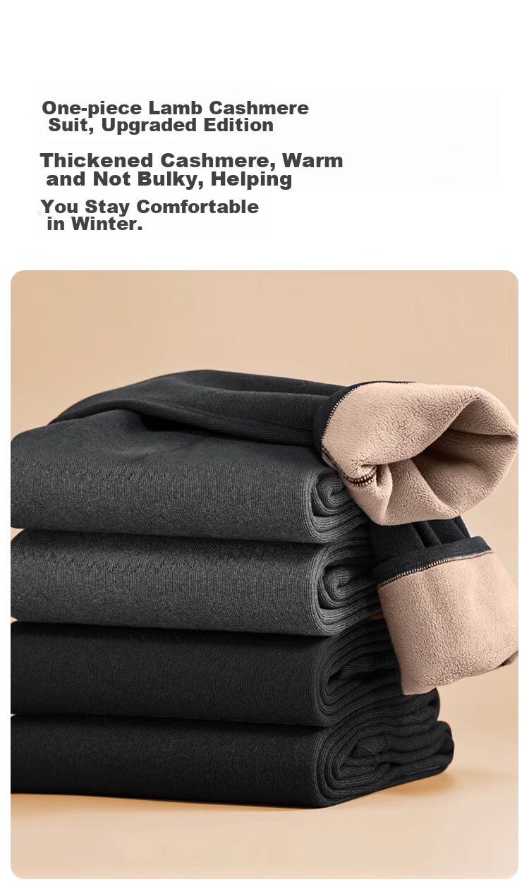 MiiOW Wool Knee Pads for Men, Thermal Underwear, Fleece-Lined Thick Autumn Pants, Cotton Trousers, Winter Large Size Cold-Proof Base Layer Pants 3