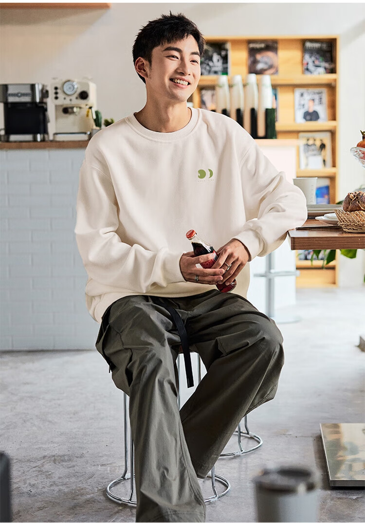TonLion 2026 Autumn/Winter Men's Round Neck Fashionable Loose Long-Sleeve Sweatshirt, Versatile And High-End 4