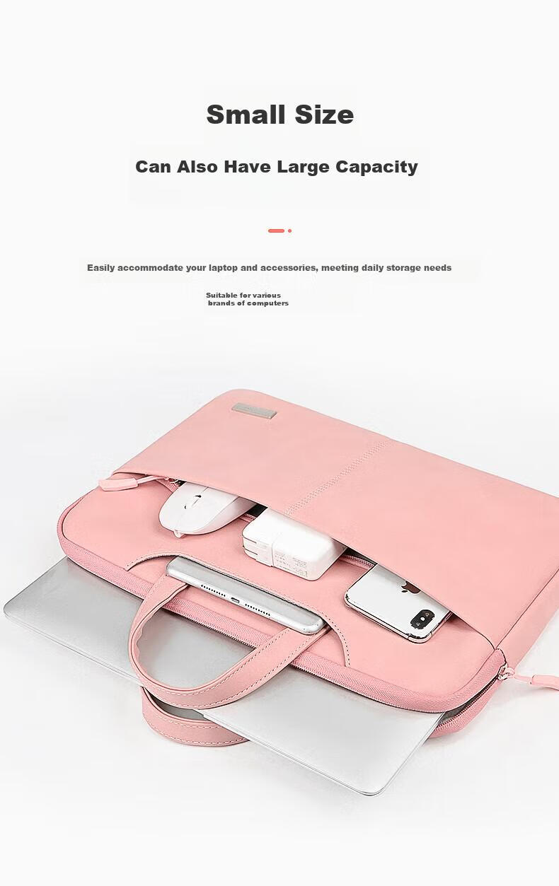 BRINCH Women's Handheld Laptop Bag, Suitable for 12/13.3-Inch Laptops, Large Capacity Lightweight Laptop Bag Compatible with Xiaomi And Huawei 3