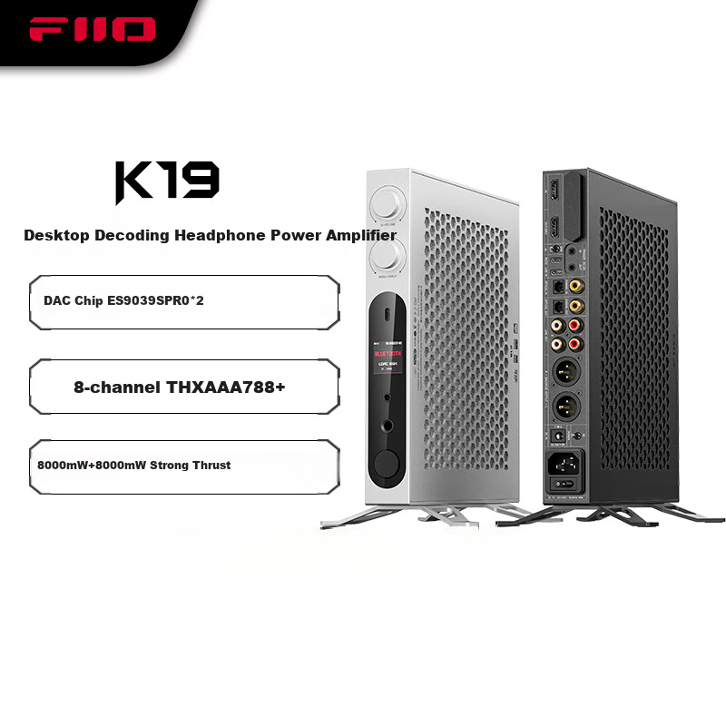 FiiO K19 Flagship Desktop Decoding Headphone Amplifier, DSD Decoding All-In Headphone Amplifier, HiFi Decoder, Silver Decoder