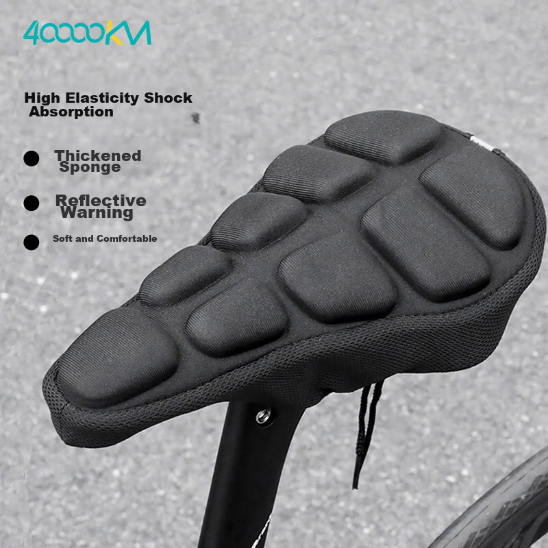 Siwangongli Bicycle Seat Cover, Road Bike Shock-Absorbing Reflective EVA Seat Cover, Mountain Bike Riding Saddle Accessory