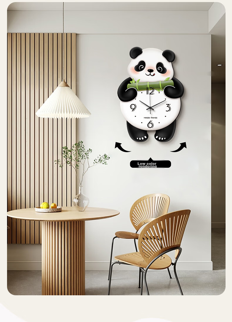 Haojiubujian Cream Cloud Wall Clock, Living Room 2025 New Style Dining Room Decorative Clock, Creative Panda Wall Clock 7