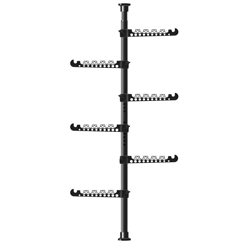 Baoyouni Floor-to-Ceiling Adjustable Clothes Rack Matte Black Telescopic Vertical Garment Hanger for Balcony and Bedroom