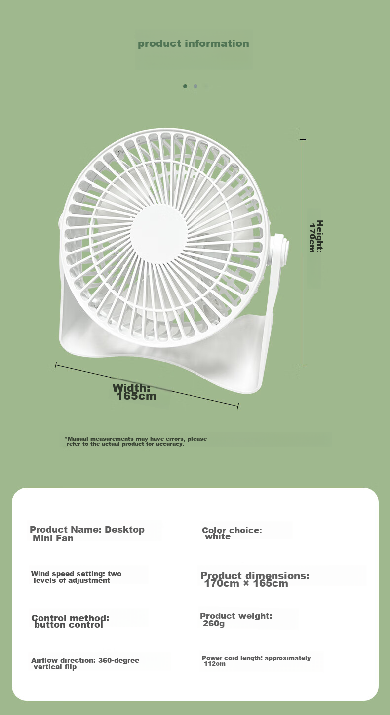 ALittleFlower [Desktop Fan] Desktop Fan, Small Quiet Fan, Latest 2026 Model with Ultra-Long Battery Life, Portable for Dormitory, Office And Students, USB Rechargeable 14