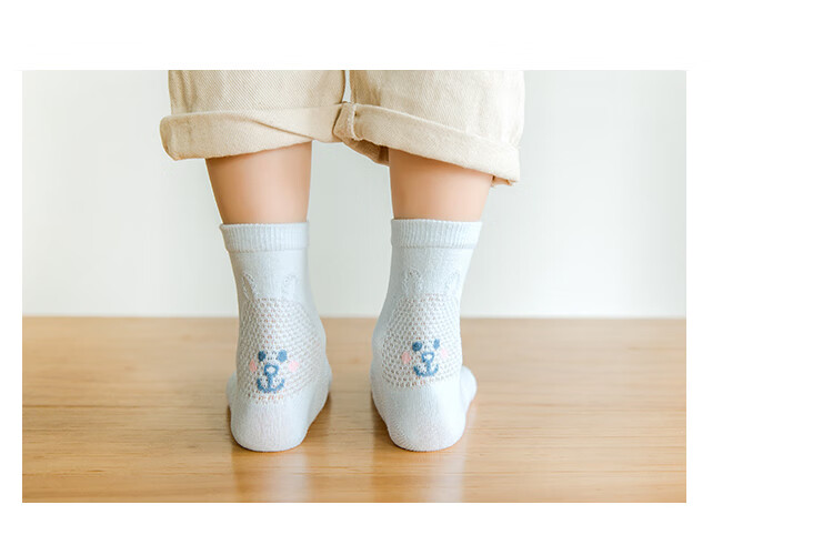 LangSha Children's Socks, Girls' Summer Thin Mesh Socks, Baby Mid-Calf Short Socks, 5 Pairs Pack, Mengmengtu Mesh Socks, 2XL 10