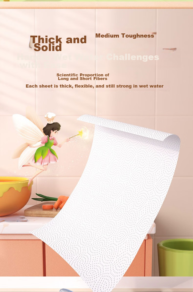 C&S Kitchen Roll Paper, 75 Sheets, 160g*8 Rolls, Back-To Cleaning, Absorbent, Oil-Absorbing, Thickened Double-Layer Disposable Kitchen Paper 9