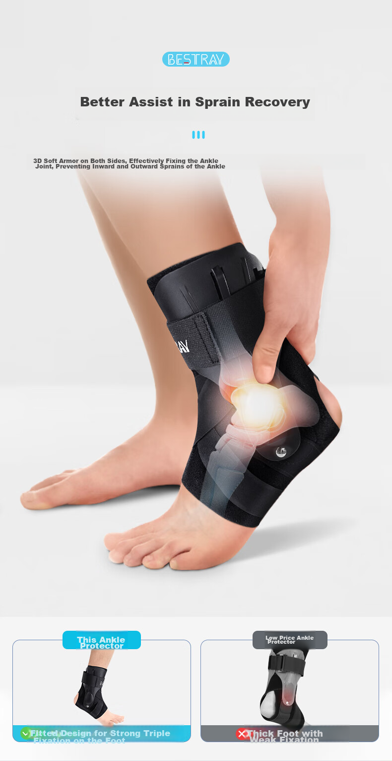Bestray 3D Sports Ankle Brace, Basketball Anti-Sprain Foot Protector, Ankle Recovery Support, Ankle Joint Protection Sleeve 6
