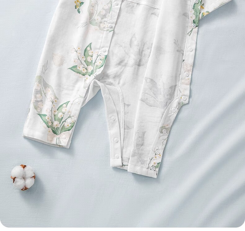 Beitaisi Baby Clothes Summer Thin Romper with Mesh Back, Breathable Three-Quarter Sleeve Air Conditioning Sleepwear 9