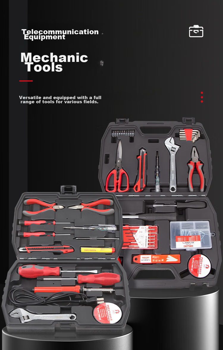 DELIXI ELECTRIC Household Multi-Functional Hardware Tool Set for Electricians And Carpenters, Repair Tools Kit for Telecommunications Maintenance, 13-Piece Set 7