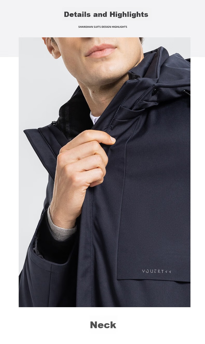 SHANSHAN Detachable Inner Lining Three-In down Jacket for Men, Goose Down Mid-Length Thick Warm Dad Coat Outerwear Men's 2XL 28