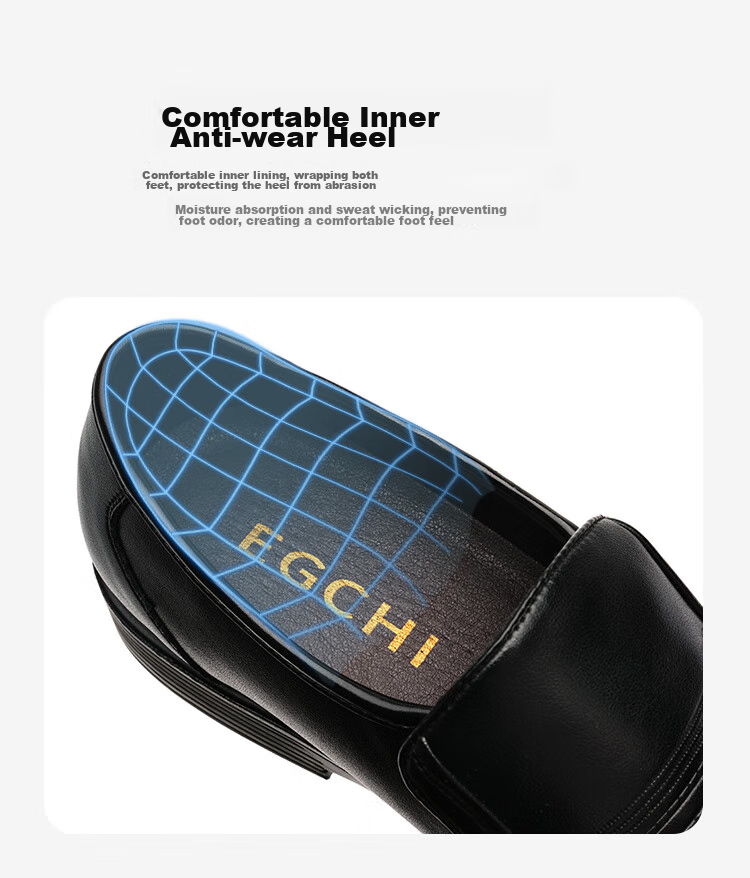 EGCHI Men's Slip-On Leather Shoes, Wear-Resistant Soft Sole, Driving Fashion Business Casual Shoes X222802 Black 44 9