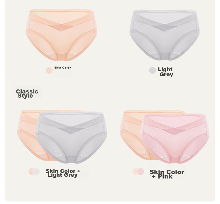 PurCotton Maternity Underwear, Knitted Low-Rise Pure Cotton Panties, Specialized for Pregnancy And Postpartum, Triangle Briefs, 2 Pieces, Skin Color + Pink, Size L 20