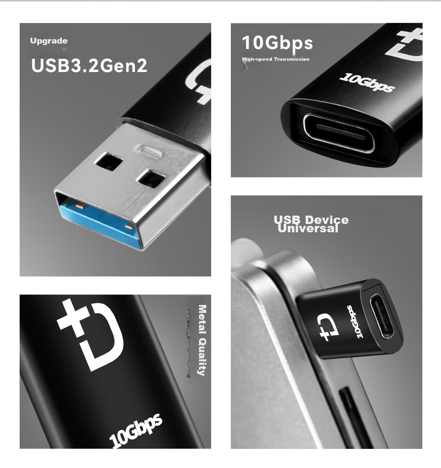DOCKCASE USB to Type-C High-Speed Adapter, 10Gbps Android OTG14 Converter, Compatible with Headphones, Charging Cables, Smartphones, Laptops And Desktop Computers 2