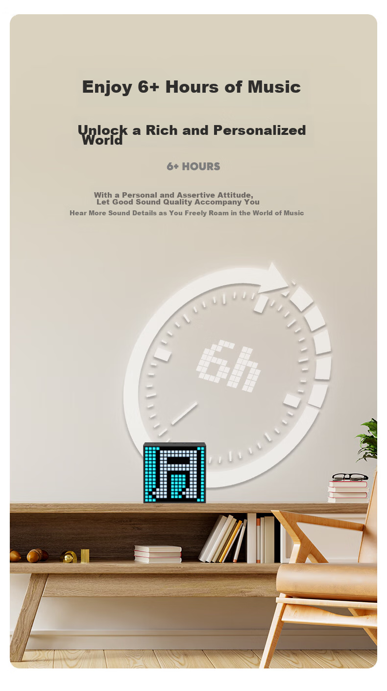 Divoom Dot Sound EVO Bluetooth Speaker, Pixel Desktop Decoration, Lyrics Mini Alarm Clock, Gaming Computer Small Speaker, Home Subwoofer, Tech-Style Desk Accessory, Creative Birthday Gift for Me 7