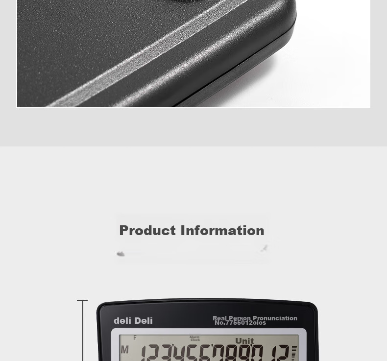 Deli [Super Popular] 12-Digit Metal Panel Voice Calculator, Crystal Large Buttons Large Screen Financial Calculator, Office Supplies, Bright Moon Silver 77550 14