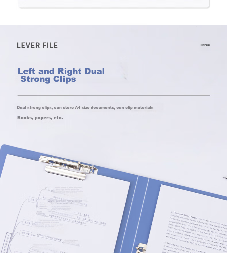 Deli A4 Double Strong Clip/document Folder/paper Folder/exam Paper Folder/poem Recitation Contract Folder/file Folder/document Holder/office And Study Supplies Single Gray-Blue 4
