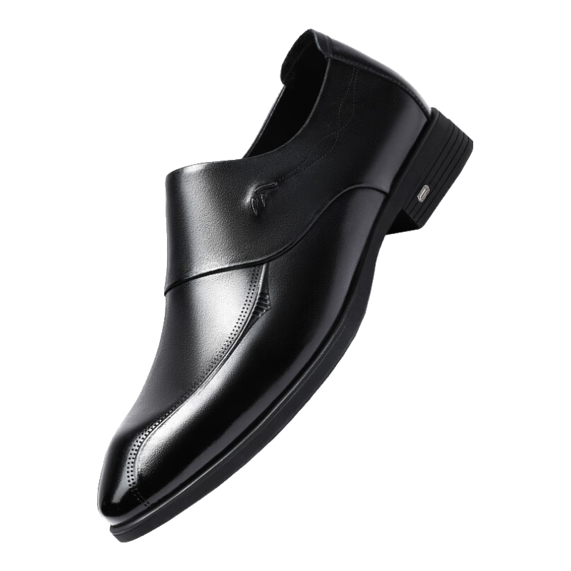 LAORENTOU Men's Leather Shoes, Casual Shoes for Spring And Autumn, Top-Grain Cowhide Business Formal Shoes, Slip-On British Style Men's Shoes, LA12276, Black, Size 44