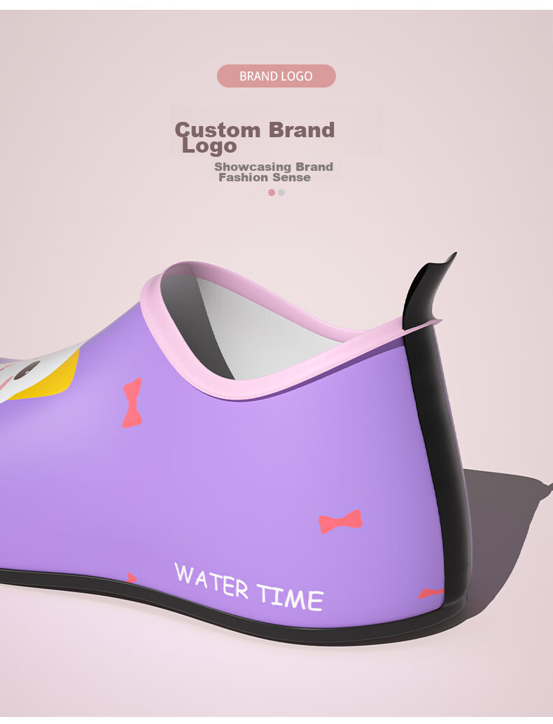 WATERTIME / Shuichuan Beach Shoes, Children's Girls' Diving Water Shoes, Stream Tracing Non-Slip Cut-Resistant Shoes, Purple Little Cat, 5XS 6