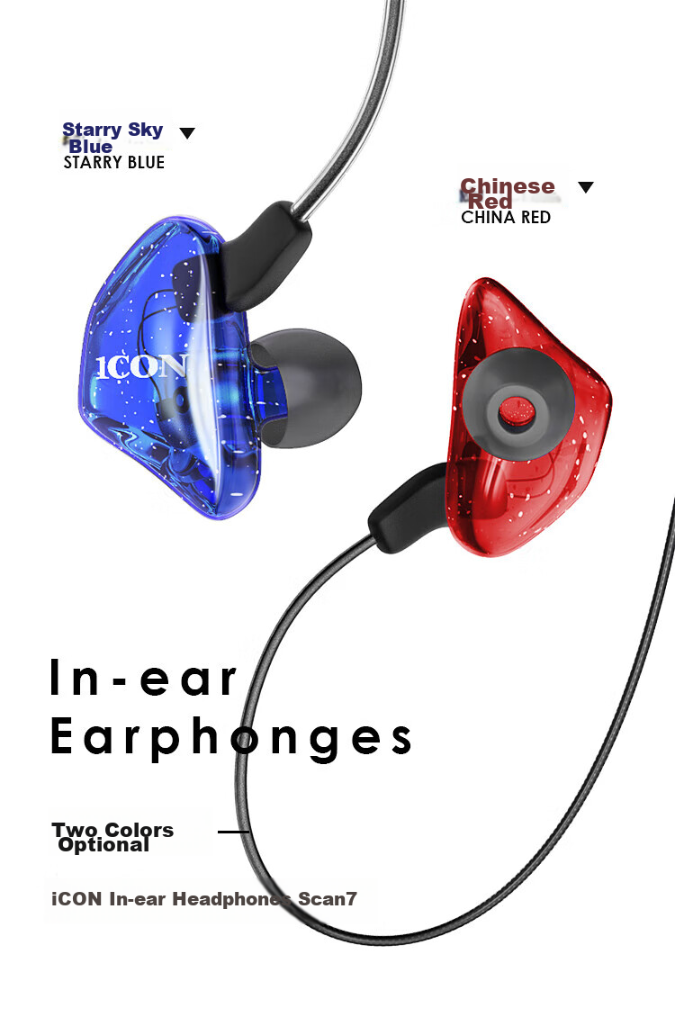 Aiken Scan7 In-Ear Monitoring Headphones, Blue, Wired Earbuds for Live Streaming And Broadcasting, with 3-Meter Cable, for Mid to Low Frequency Monitoring 1