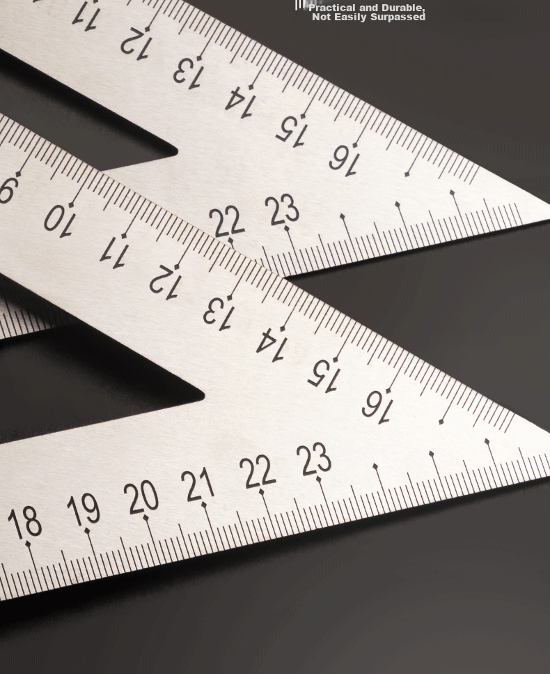 Deli Stainless Steel Right Angle Ruler, Triangular Ruler, Measuring Ruler for Steel Plates, Thickened 45-Degree Steel Plate Ruler, 200mm 5