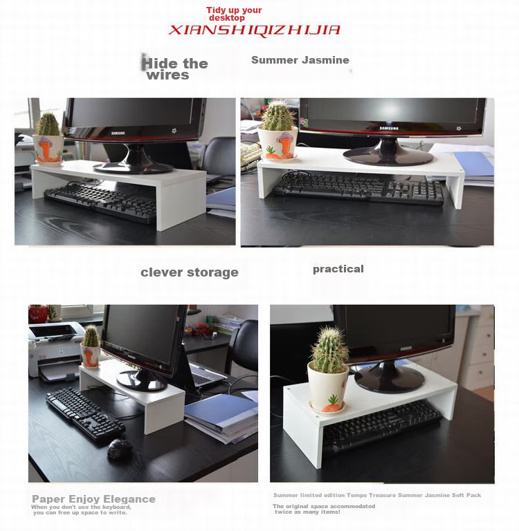 HMJIA Computer Desk Monitor Riser Stand, Single-Layer Keyboard Storage Rack, Portable Organizer Shelf, H-X302W 6