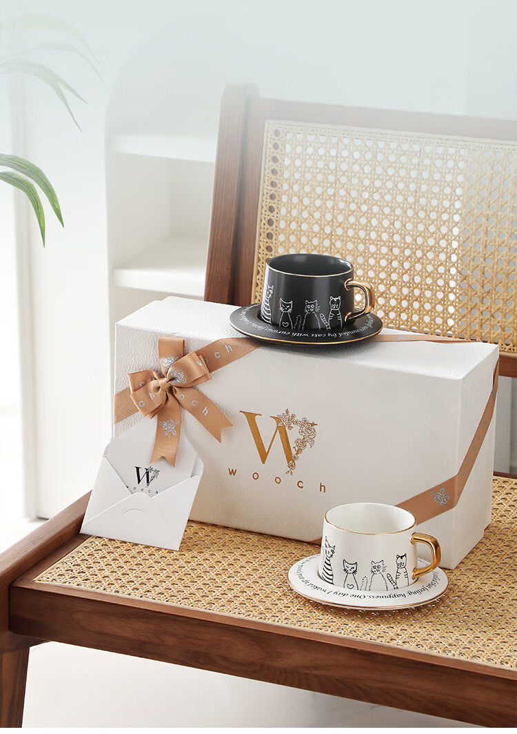 WOOCH [Mid-Autumn Festival Gift] Coffee Cup And Saucer Set, Wedding Gift Box, Couple's Cups, Housewarming Gift for Newlyweds 3