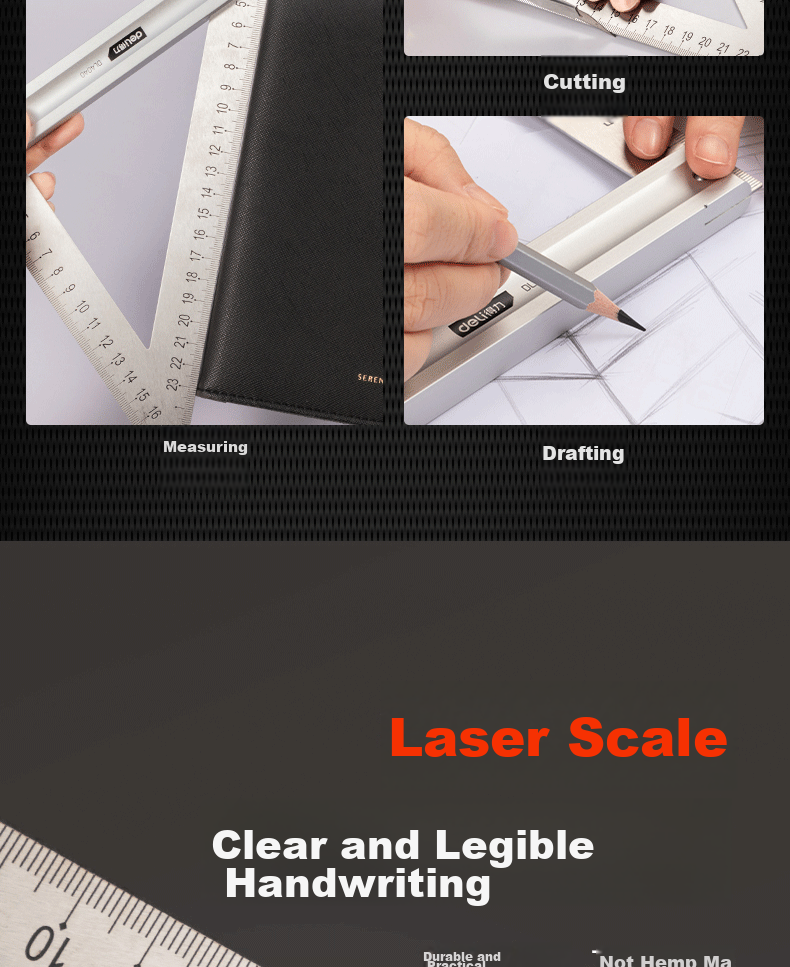 Deli Stainless Steel Right Angle Ruler, Triangular Ruler, Measuring Ruler for Steel Plates, Thickened 45-Degree Steel Plate Ruler, 200mm 4