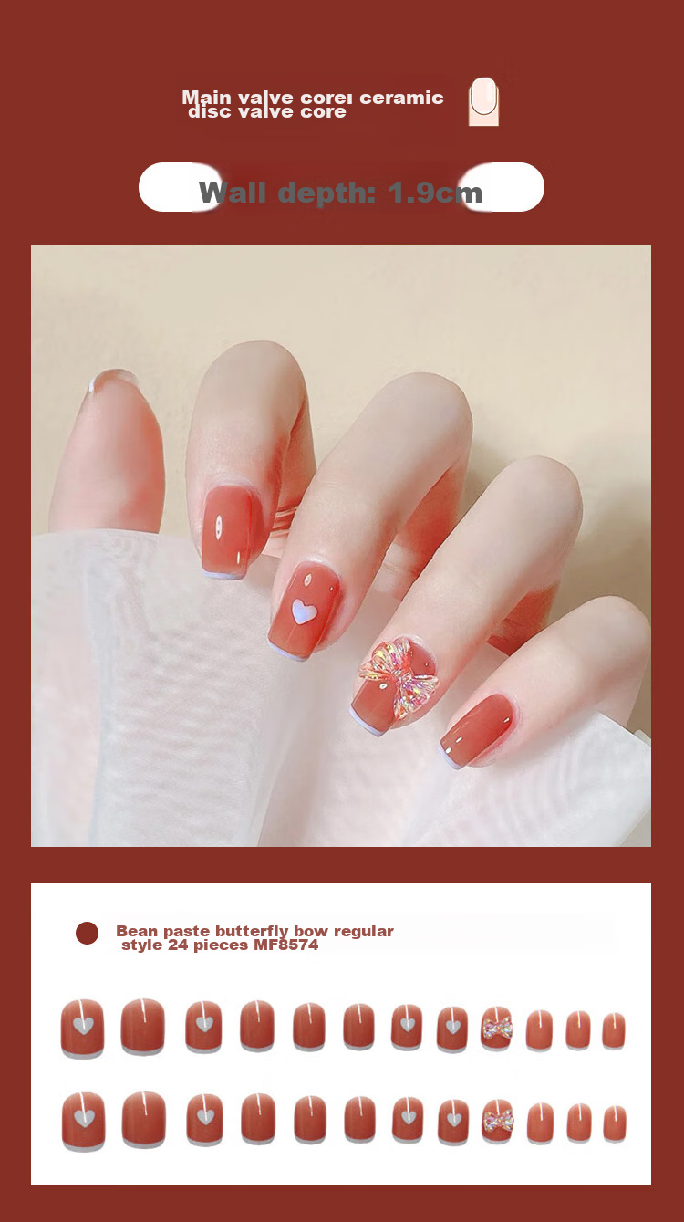 Meifuyu Nail Stickers (Crystal Butterfly), Long Fake Nails, Jelly Gel Removable, with Tools, MF8247 10