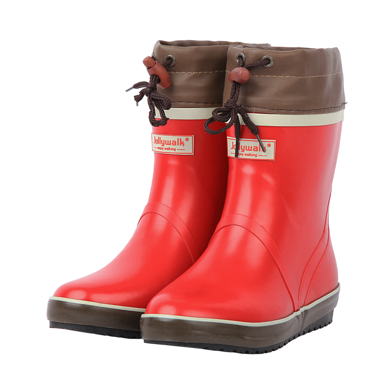 Jolly Walk Women's Rain Boots, Short Fashion Waterproof Rubber Shoes, Overshoes, Water Boots JW302 Red Size 38