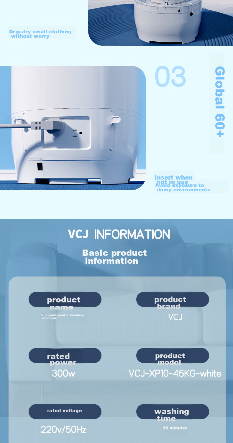 VCJ Mini Washing Machine, Compact Household Appliance for Mothers And Babies, Children's Underwear And Socks Washer, Dorm And Rental Apartment Use, Pulsator Semi-Automatic Washer-Dryer Combo 14