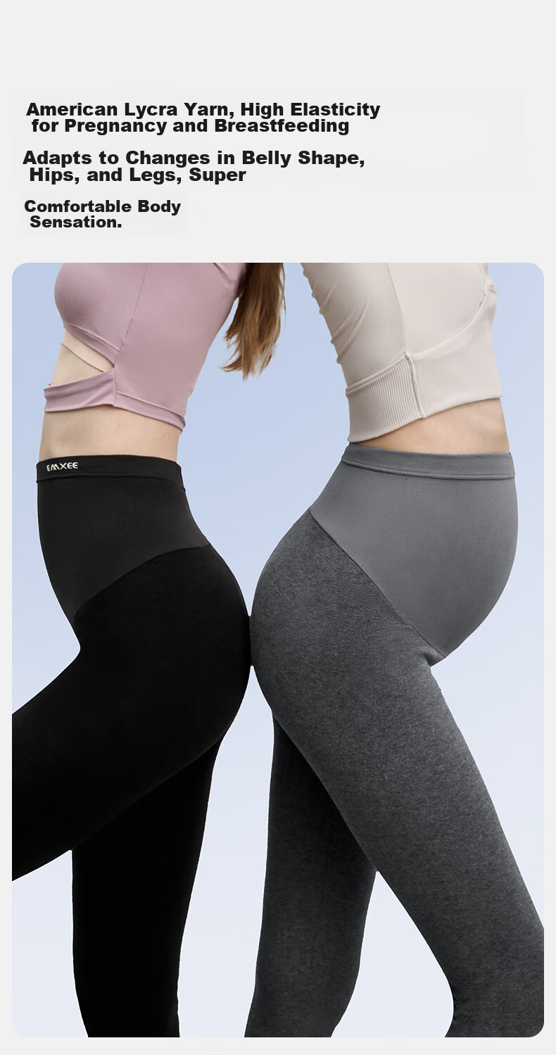 EMXEE Maternity Thick Leggings, Autumn New Style, Pregnancy Yoga Pants, Maternity Pants, Belly Support Pants, Butt-Lifting Pants, Maternity Wear, Dark Gray 7