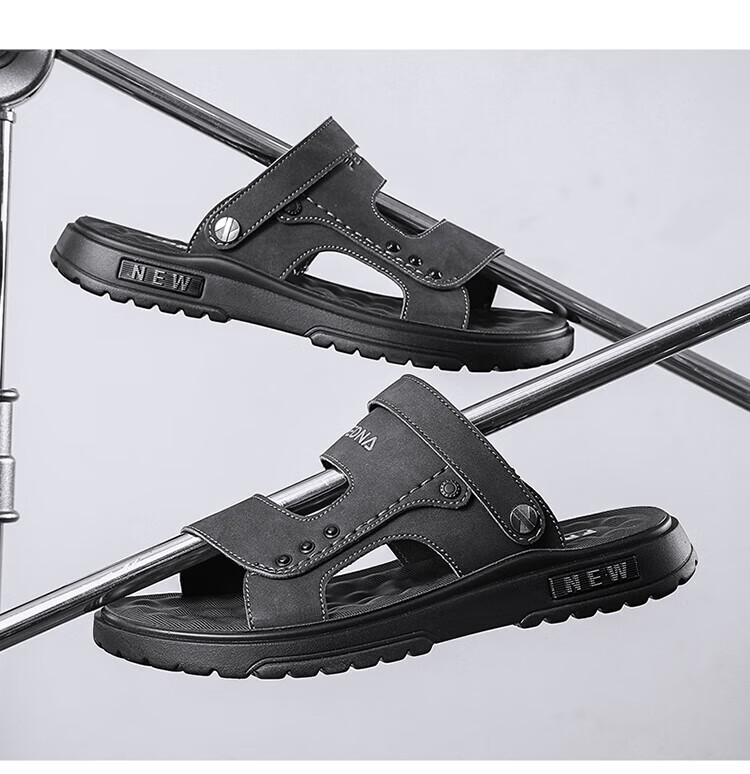 CARTELO Leather Sandals for Men, Summer 2026 Breathable Beach Shoes, Dual-Use Men's Outdoor Slippers, Perforated Sandals 21