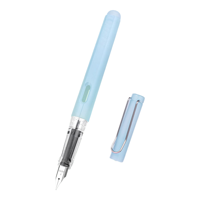 HERO Erasable Fountain Pen, 369 Ergonomic Design for Third-Grade Students' Handwriting Practice, Heat-Sensitive And Easy-To Ink Pen for Boys And Girls (2 Ink Cartridges + Pen Filler) Ice Jade Blue