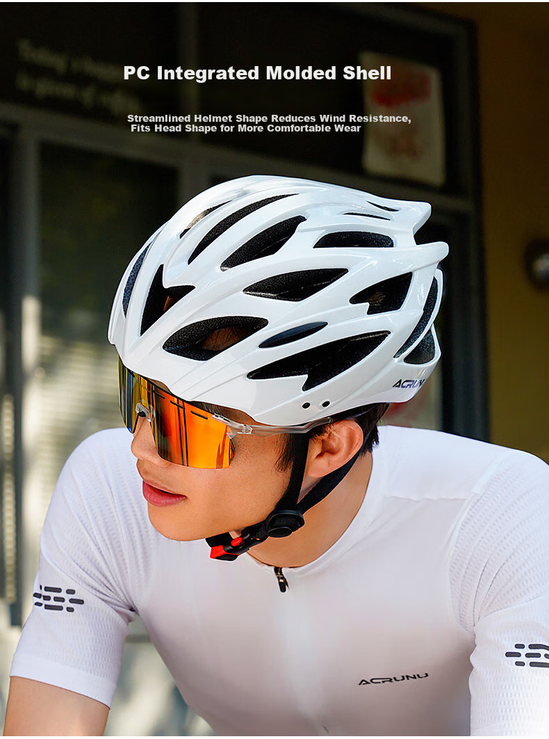 ACRUNU Integrated Cycling Helmet Mountain Road Bike Casual Commuting Breathable Safety Helmet Upgraded Thickened Pure Black 4